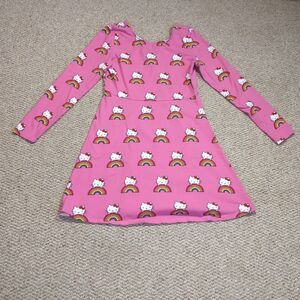 Mod Cloth x Hello Kitty Brought You A Rainbow A Line Dress Womens Large Pink